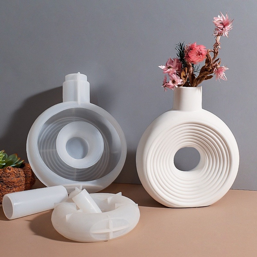 Potsticker Mold - Oval Stripe Silicone Vase Mold Hollow